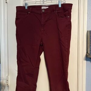 LOFT size 32/14 cranberry colored jeans. LIKE NEW